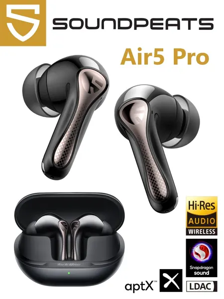 Наушники беспроводные Air5 Pro оригинал SOUNDPEATS, ANC шумоподавление, bluetooth 5.4 гарнитура