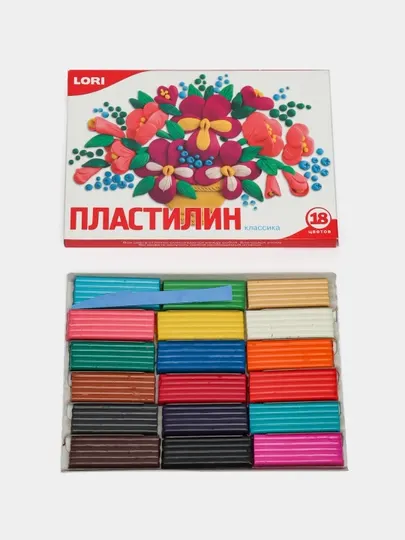 Пластилин "Классика" 18 цветов, 20 гр, без европодвеса Пл-012