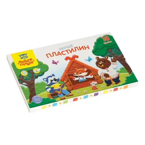 Пластилин 18 цветов Мульти-Пульти Енот в сказке, 216г, со стеком, картон (МП_41713)