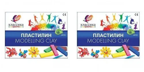 Пластилин 18цв 360г Классика+стек. Набор 2шт