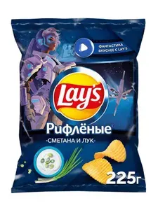 Чипсы картофельные Lay's Рифлёные со вкусом сметаны и лука, 225 г