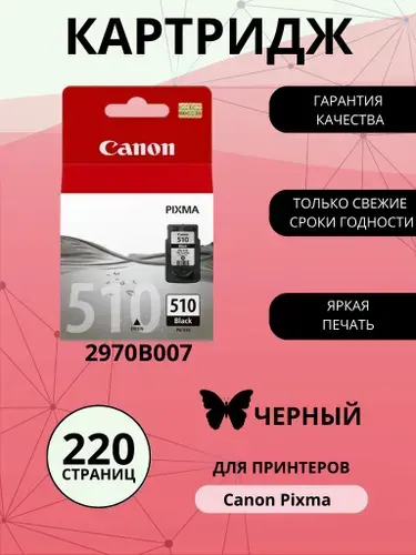 Картридж CANON PG-510, черный (Black), стандартный, для струйного принтера (2970B007)