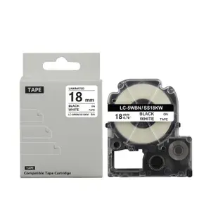 Комплект 10 шт. Картридж BYZ LC-5WBN, SS18KW (LK5WBN, C53S655006), для принтеров Epson серии Label Works, KINGJIM SR (18мм х 8м, цвет ленты белый, шрифт черный)