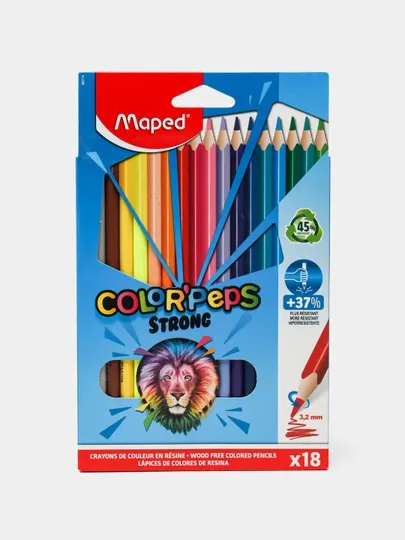 Карандаши 18 цв maped color`peps strong повышенной прочности 862718