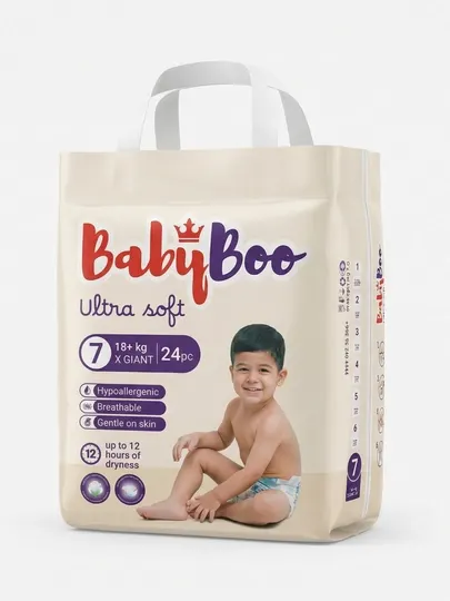 Подгузники BabyBoo UltraSoft №7, 18 + кг, 24 шт