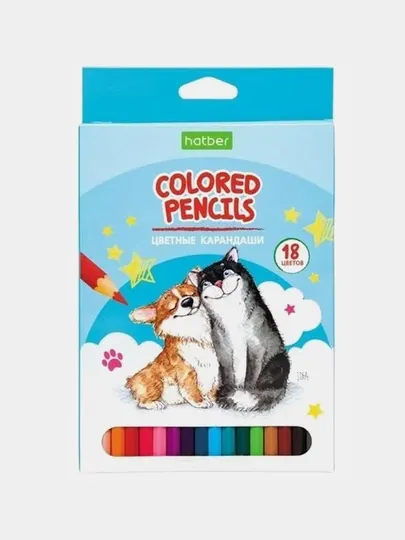 Карандаши цветные "ECO" 18 цв. Pets story с заточ. в карт.короб. .CS_066255 .