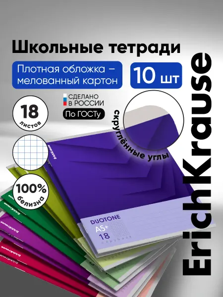 ErichKrause Тетрадь в клетку Duotone Next 18 листов 10 штук