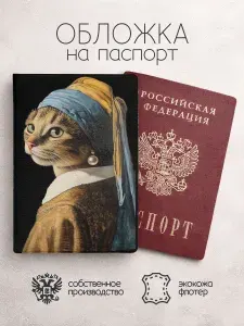 Обложка на паспорт котик в платке