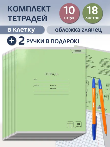 Intelligent Тетрадь 18 листов в клетку 10 штук