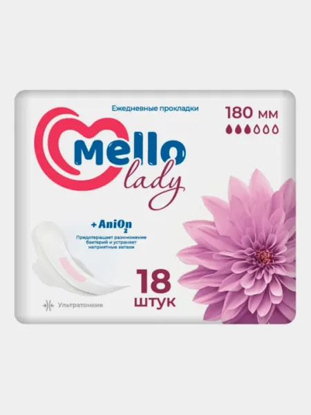Женские гигиенические прокладки Mello lady 18, размер 180 мм, 18 шт