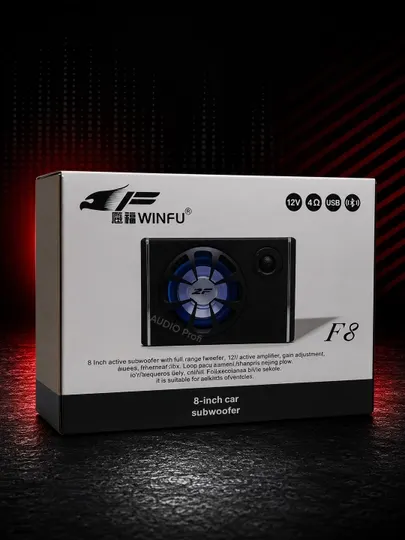 Автомобильный активный сабвуфер WINFU 8-дюймовый, с поддержкой USB и Bluetooth, 1800W, 12V