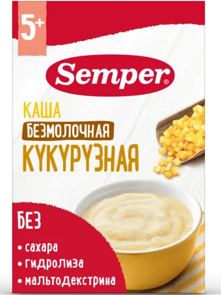 Semper каша кукурузная, безмолочная без сахара, для первого прикорма, с 5 месяцев, 180 г