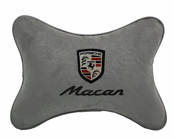 Подушка на подголовник автомобильная светло-серая алькантара PORSCHE Macan