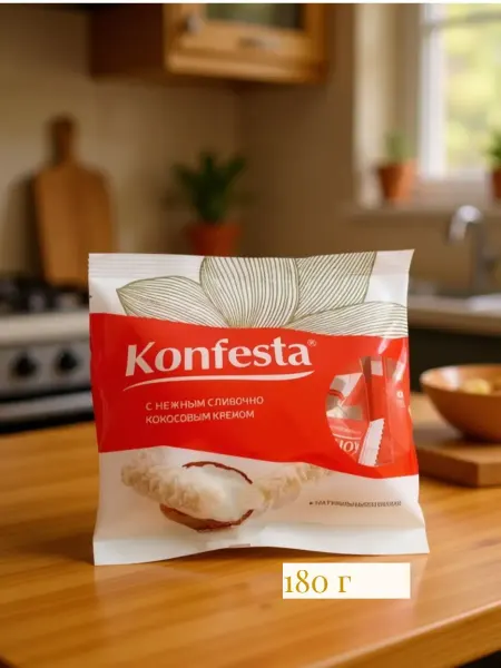Konfesta Конфеты с кокосовой начинкой, 180 г