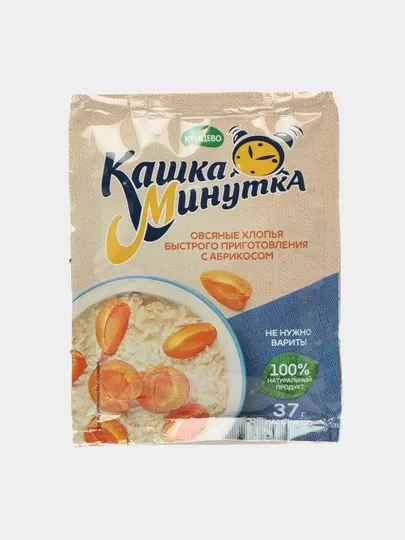 Каша быстрого приготовления Кашка-Минутка, овсяные хлопья, абрикос, 37 г