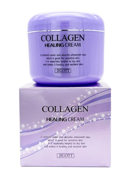 Jigott Питательный ночной крем для лица с коллагеном Collagen Healing Cream, 100 мл