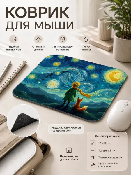 Коврик для мышки игровой компьютерный 180х220х2 мм