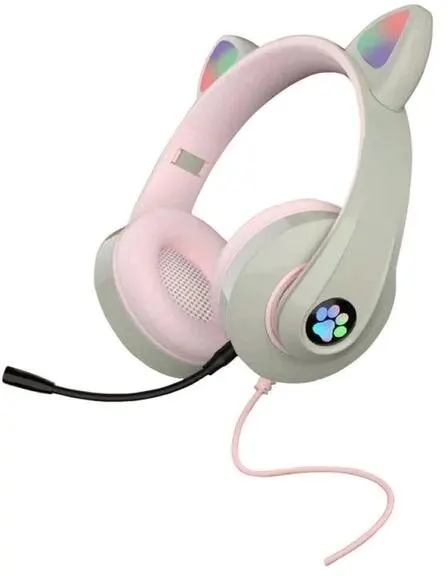 Наушники с микрофоном KADUM G39 Серые (3.5 мм/USB) для девочек геймеров и стримеров