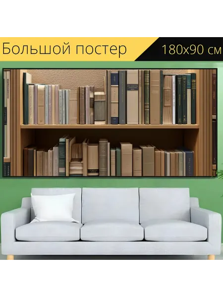 LotsPrints Постер "Полка с книгами, разнообразные." 180x90см