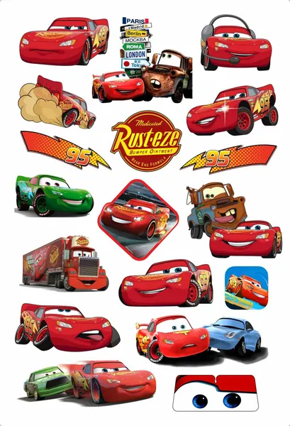 Наклейки стикеры Тачки Молния Маккуин (The Lightning McQueen), 2 листа размером 15*20 см