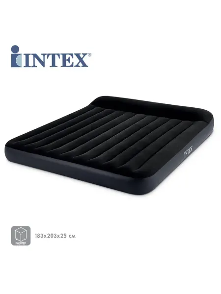 Intex Надувной матрас 183х203х25 см с подголовником