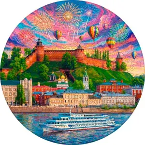 Деревянный пазл "Нижний Новгород. Речной круиз", 30х30см, 189 деталей / Фигурный / Сувенир для взрослых и детей