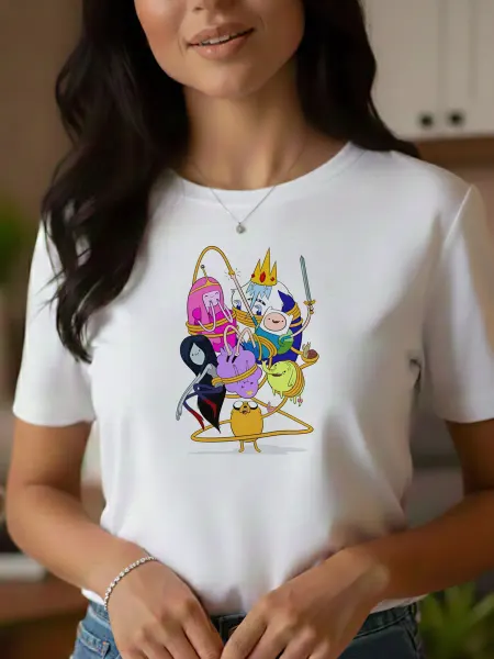 [ЧБ] Футболка с принтом "Adventure Time" (Время приключений) на