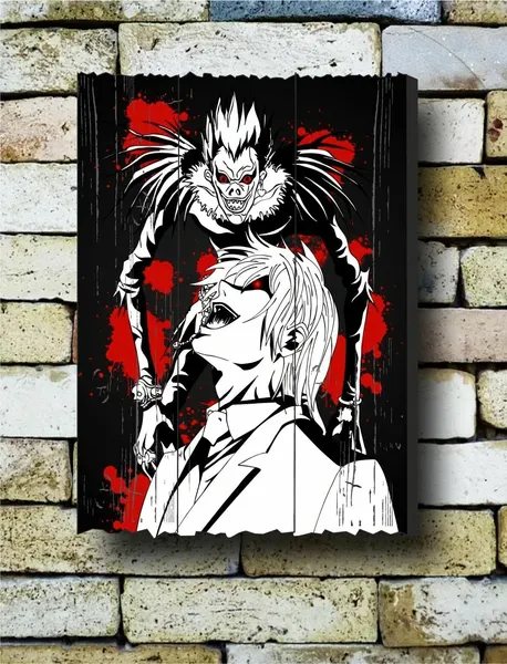 Картина на досках. Тетрадь смерти (Death Note). Ягами Лайт и Рюк.