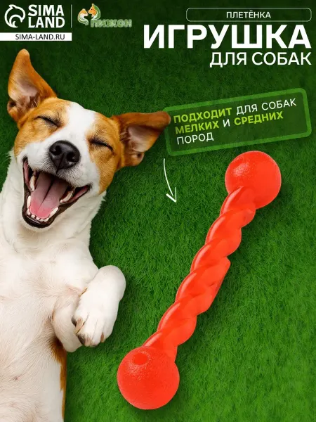 Пижон Игрушка для собаки Плетёнка, каучук, красная, 19 см