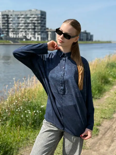 MILANO GRAZIA Блузка оверсайз трикотажная хлопок, рубашка