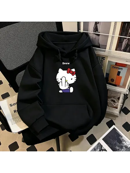 Толстовка с капюшоном и забавным принтом Hello Kitty