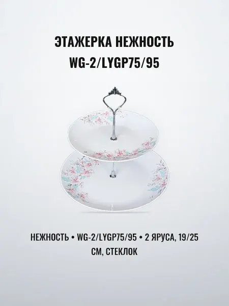 Блюдо-этажерка сервировка 2 яруса 19 25 см стеклокерамика