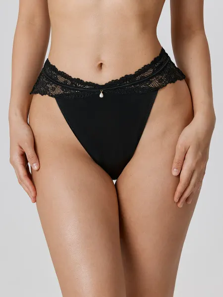 Infinity Lingerie Трусы слипы атласные с кружевом и подвеской