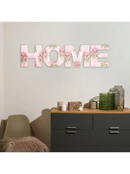 Сималенд Панно буквы "HOME" высота букв 19,5 см, 4 детали, розовый