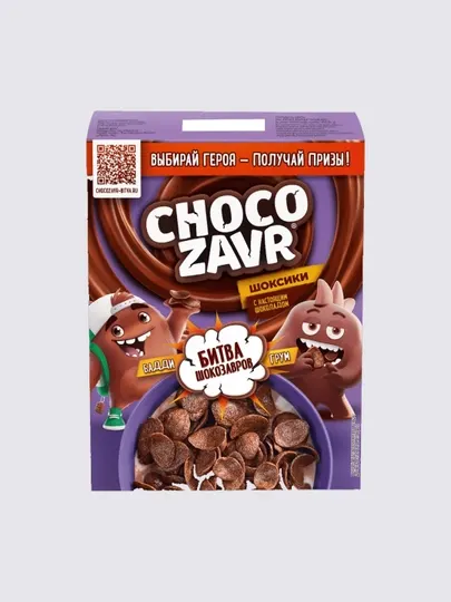 Готовый завтрак из злаков CHOCOZAVR Шарики шоколадные, обогащённый кальцием и витаминами 190 г