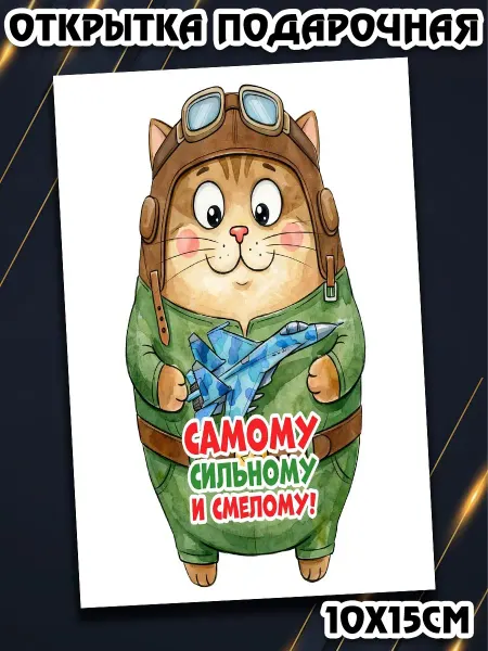 Podarkez Открытка котик на 23 февраля компактная
