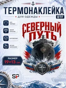 Термонаклейка Северный путь корабль 19х13 см для одежды