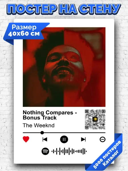 Arthata-spotify постер Спотифай постер Спотифай плакат The Weeknd - Nothing Compares 40х60