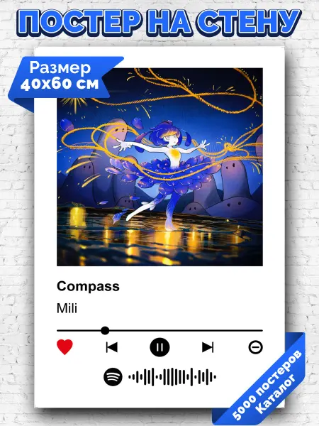 Arthata-spotify постер Спотифай постер Спотифай плакат Mili - Compass 40х60