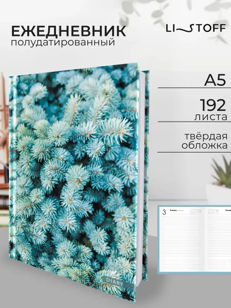LISTOFF Ежедневник полудатированный А5 192 листа твердая обложка