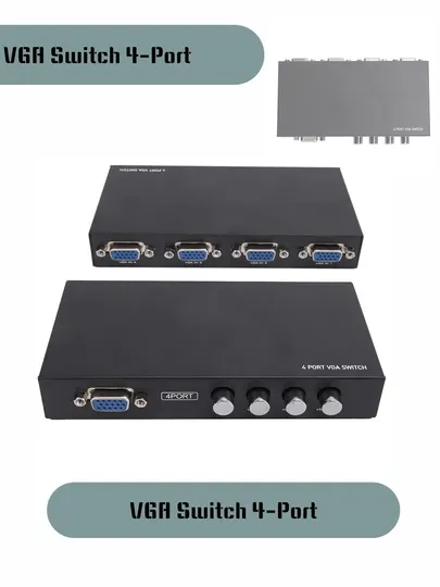 4-портовый VGA Switch устройство для подключения 4 компьютеров к одному монитор (1920×1440)