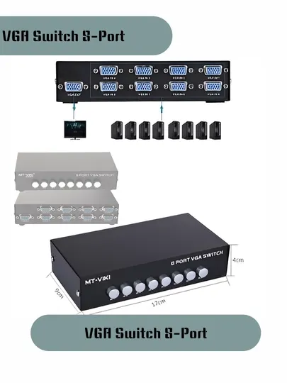 4-портовый VGA Switch устройство для подключения 8 компютеров к одному монитор (1920×1440)