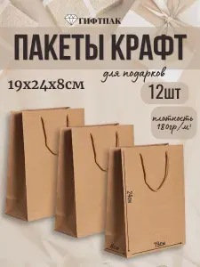 Гифтпак Пакет подарочный 19х24х8 см, 12 шт.