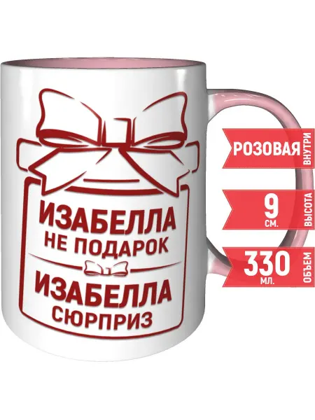 Grand cadeaux Кружка Изабелла не подарок, Изабелла сюрприз - розовая