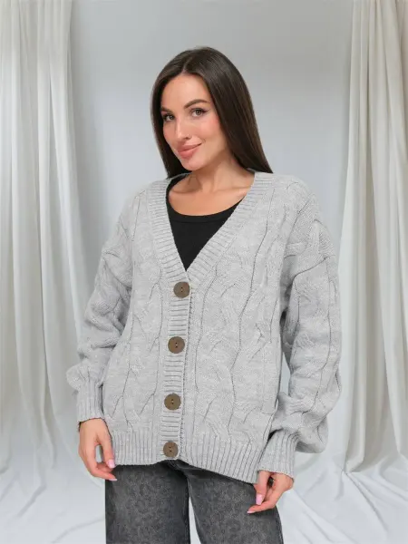 D&T shop88 Кардиган свитер, Кофта вязаный на пуговицах оверсайз