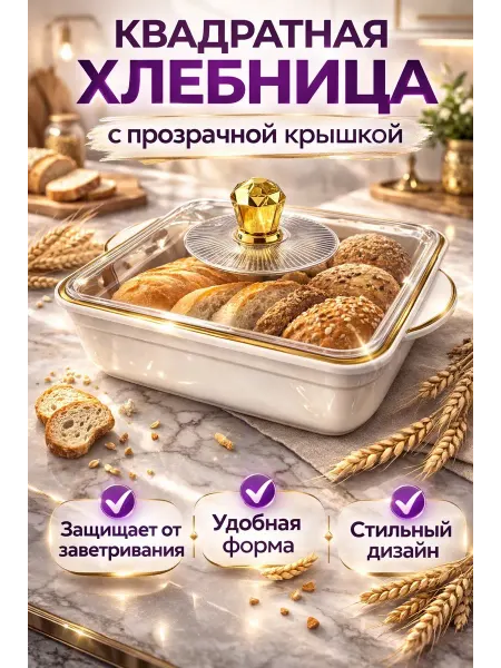 Хлебница с крышкой пластиковая для подарка