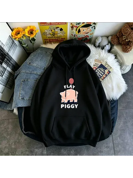 Повседневная толстовка с капюшоном и принтом Piggy