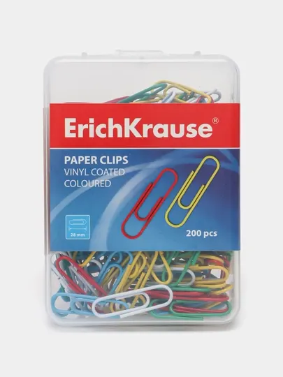 Скрепки металлические с виниловым покрытием ErichKrause Classic, 28 мм, ассорти 19740