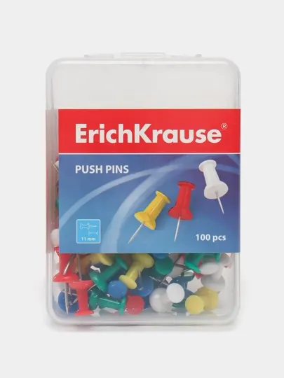 Кнопки силовые ErichKrause Classic, ассорти (в пластиковой коробке по 100 шт.) 19749