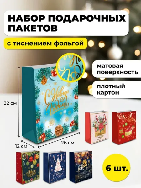 Regalissimi Пакет подарочный новогодний средний 6 шт